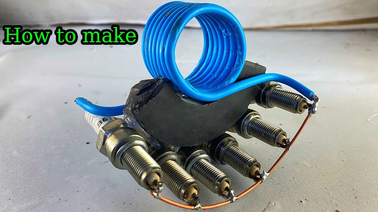 Easy How to make free electricity energy from by pvc copper wire use spark plug #technology