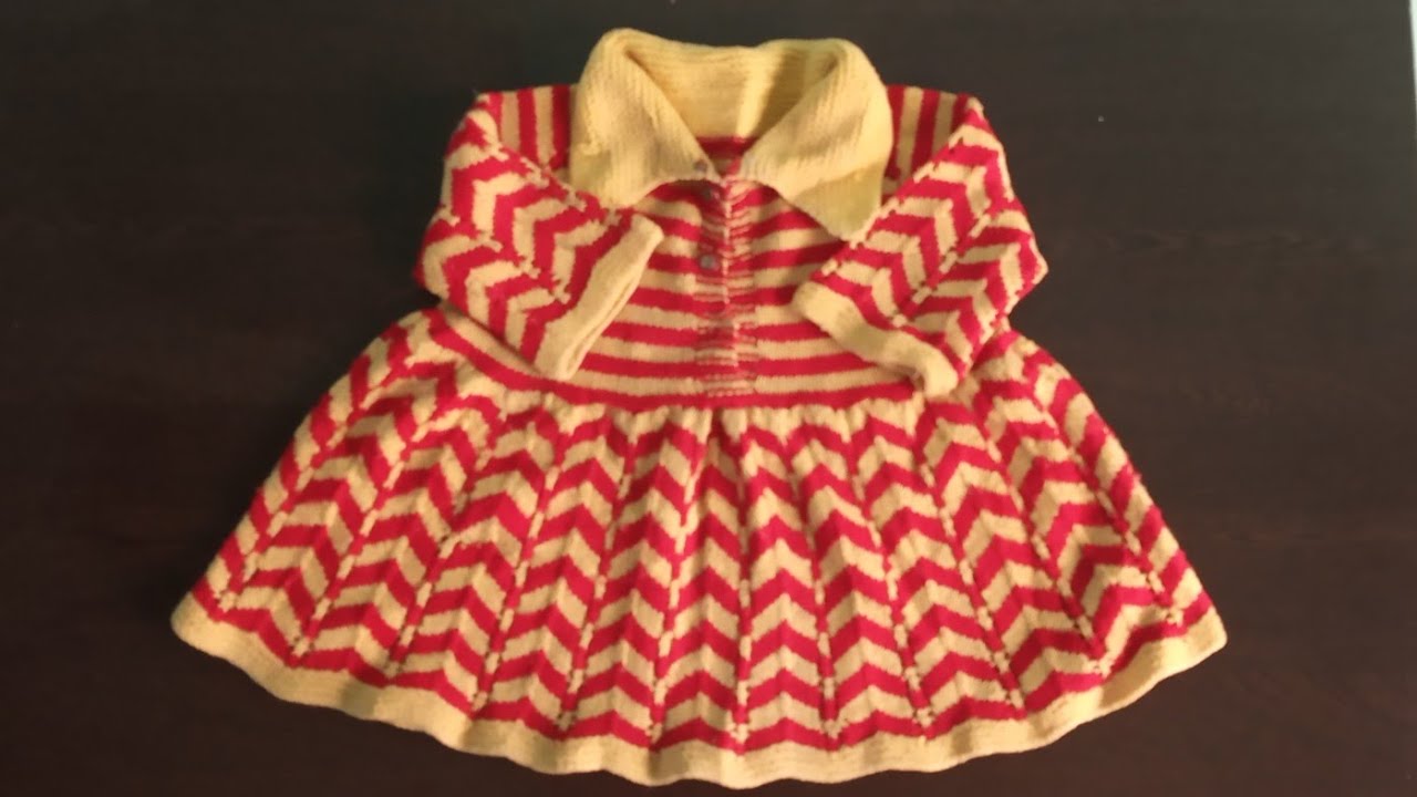 Frock for 3 years old baby girl || knitted with two colors