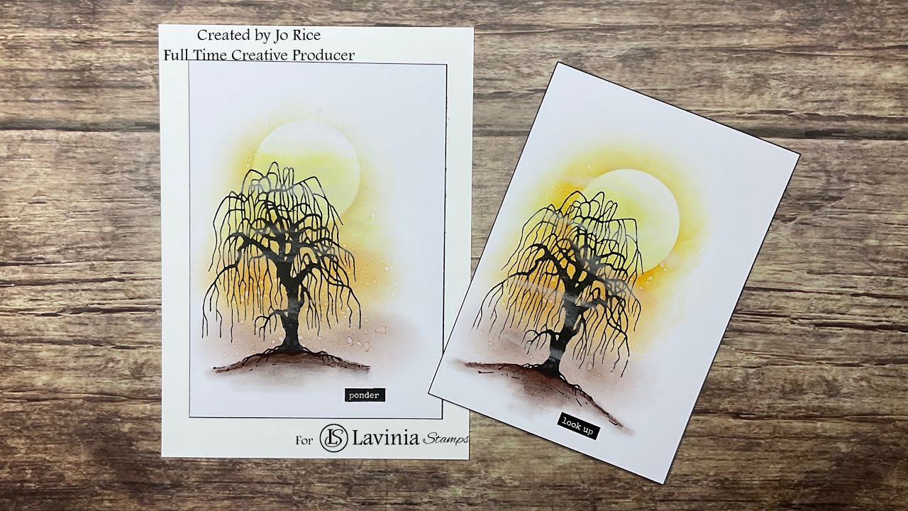 Weeping Willow Misty morning by Jo Rice #laviniastamps #cardmakingvideo