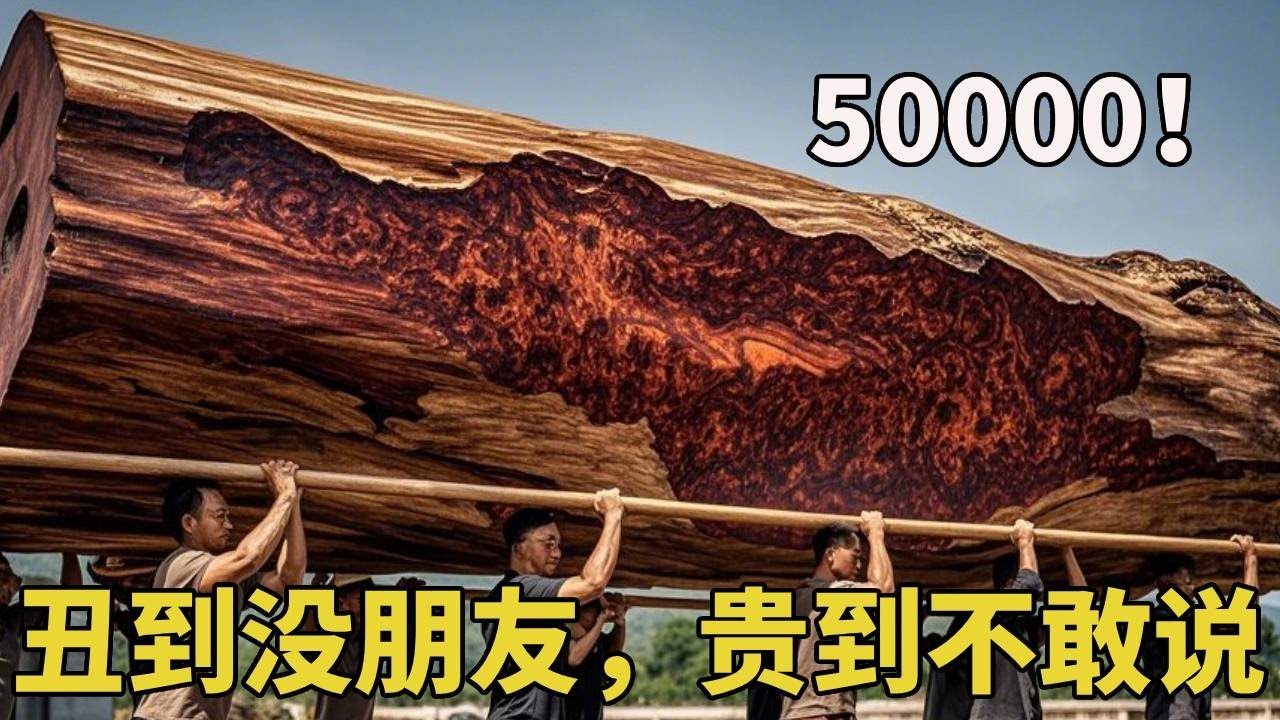 💰五万块砍下110斤紫檀老料！外表丑到怀疑人生，切开后木纹让厂公跪了！【土家瑶妹】​#土家瑶妹 #手串 #文玩 #小叶紫檀