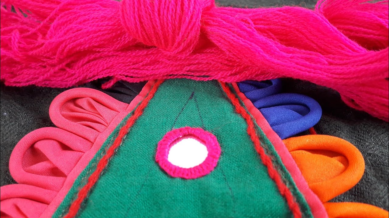 Circle Mirror work  :The perfect way to open a thin mirror : mirror work :gothi geeta