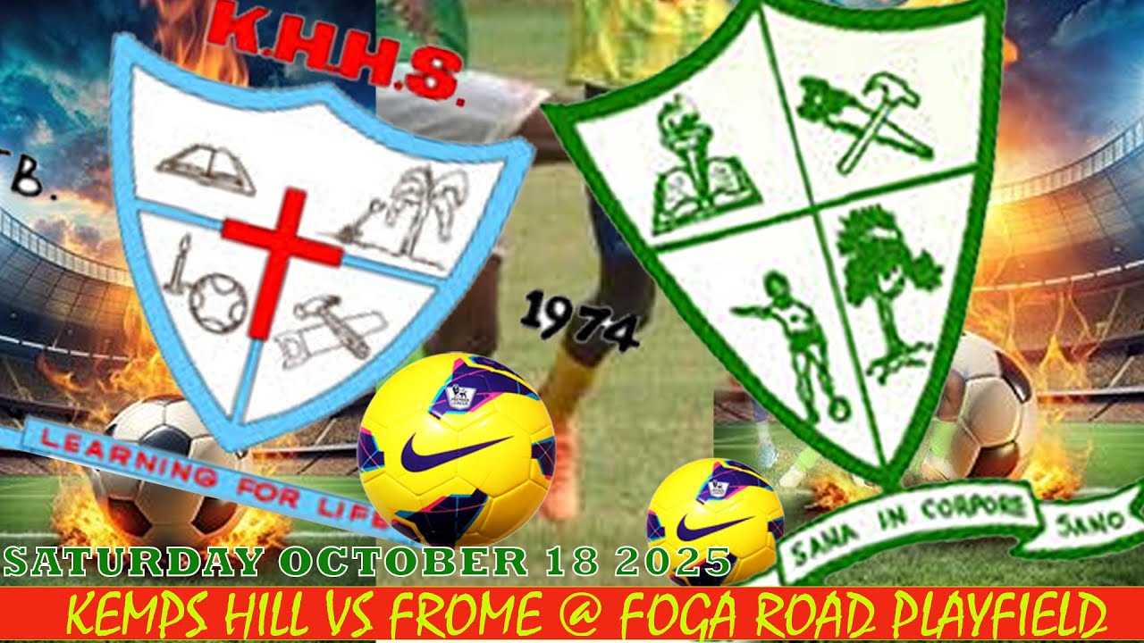 Футбольный матч между школьными командами Kemps Hill и Frome на Foga Road, 18 октября 2025 г.