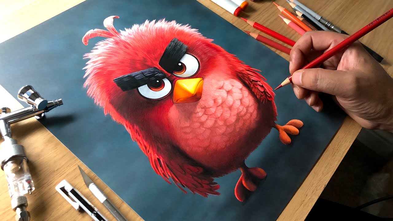 Angry Birds Art – Insane Realistic Drawing With Colored Pencils (Full Time-Lapse) 🎭✨