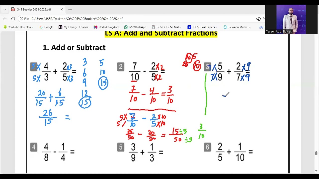 Adding and subtracting fractions