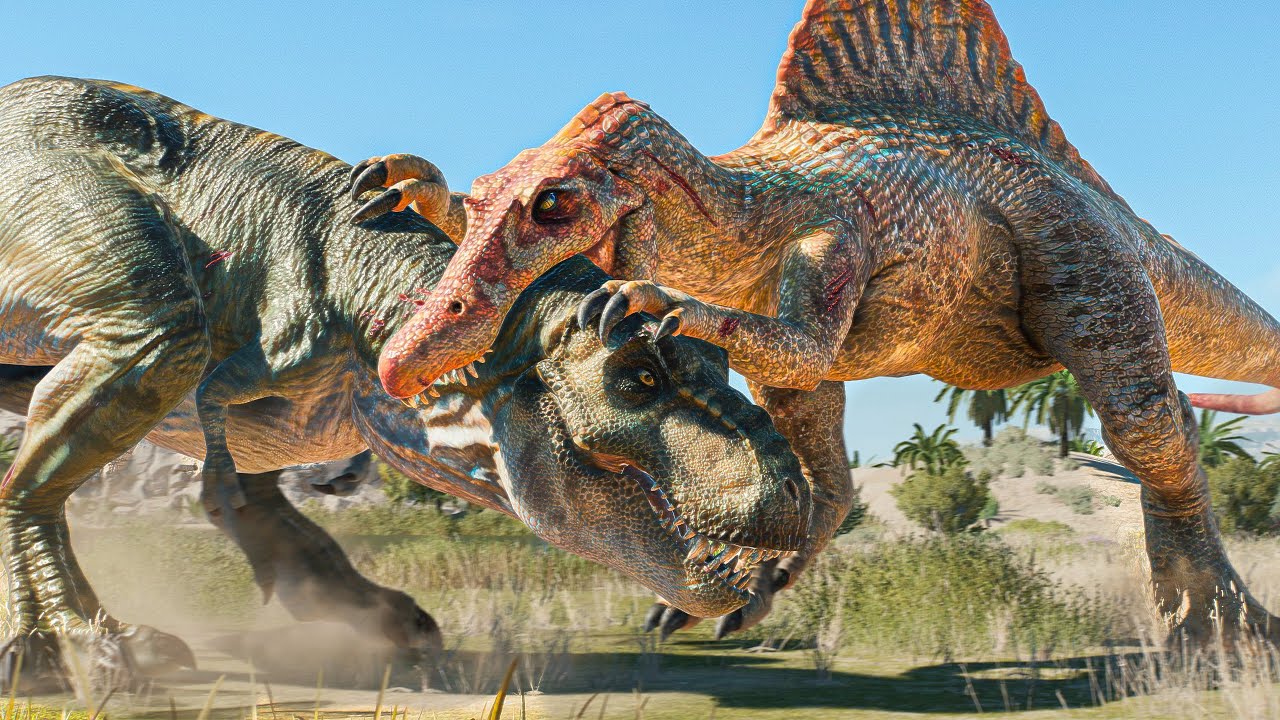 Tyrannosaurus Rex Dinosaurs Battle  - JURASSIC WORLD EVOLUTION