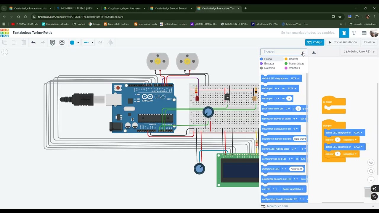 Herramienta de simulación de Arduino: sistema de riego automatizado.