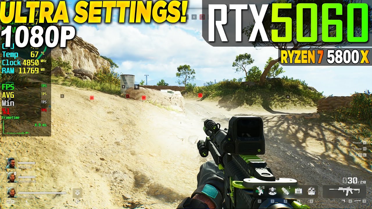 Delta Force RTX 5060 + Ryzen 7 5800x - 1080p Ultra,