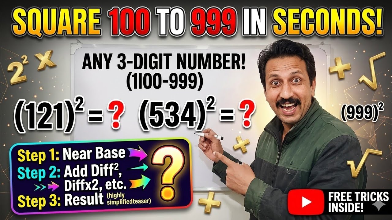 How can we quickly or tricks find the square of any 3️⃣digits 100 to 999 number?