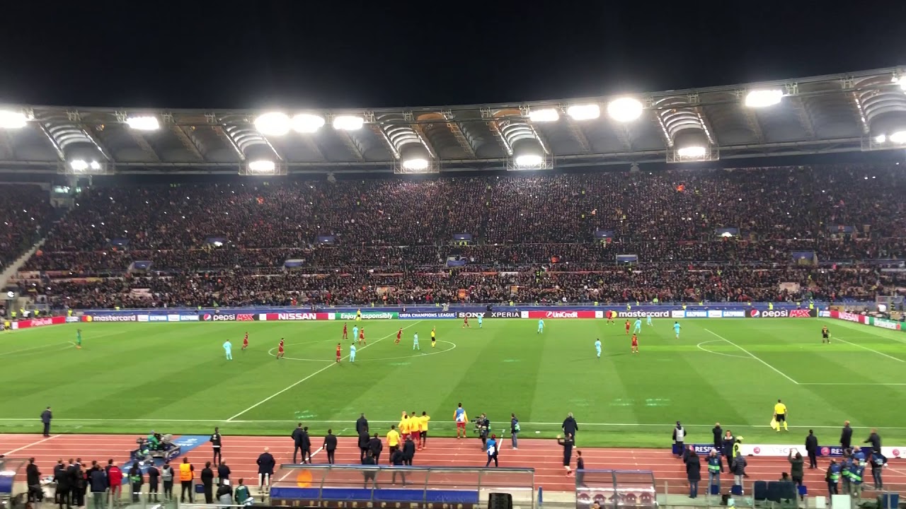 ROMA - BARCELLONA Ultimi minuti di gioco e lo stadio esplode