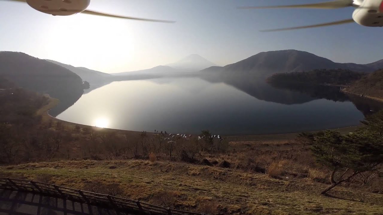 Mt. Fuji filmed with a drone at Lake Motosu / 空撮 本栖湖からの富士山 DJI Phantom2 with GoPro