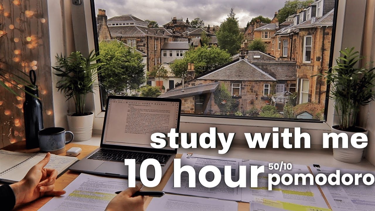 10 HOURS of Deep Focus Study | Realistic Background Noise + 10 Min Breaks | Study With Merve
