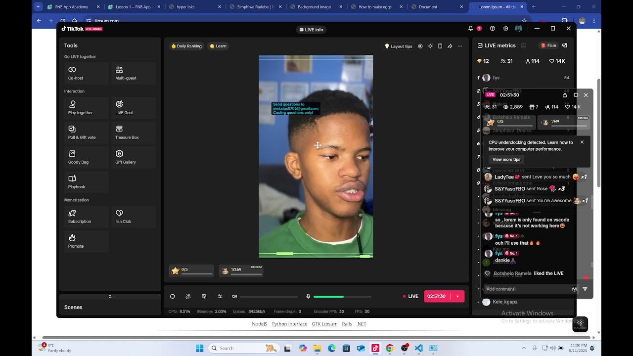 Coding questions with Simphiwe