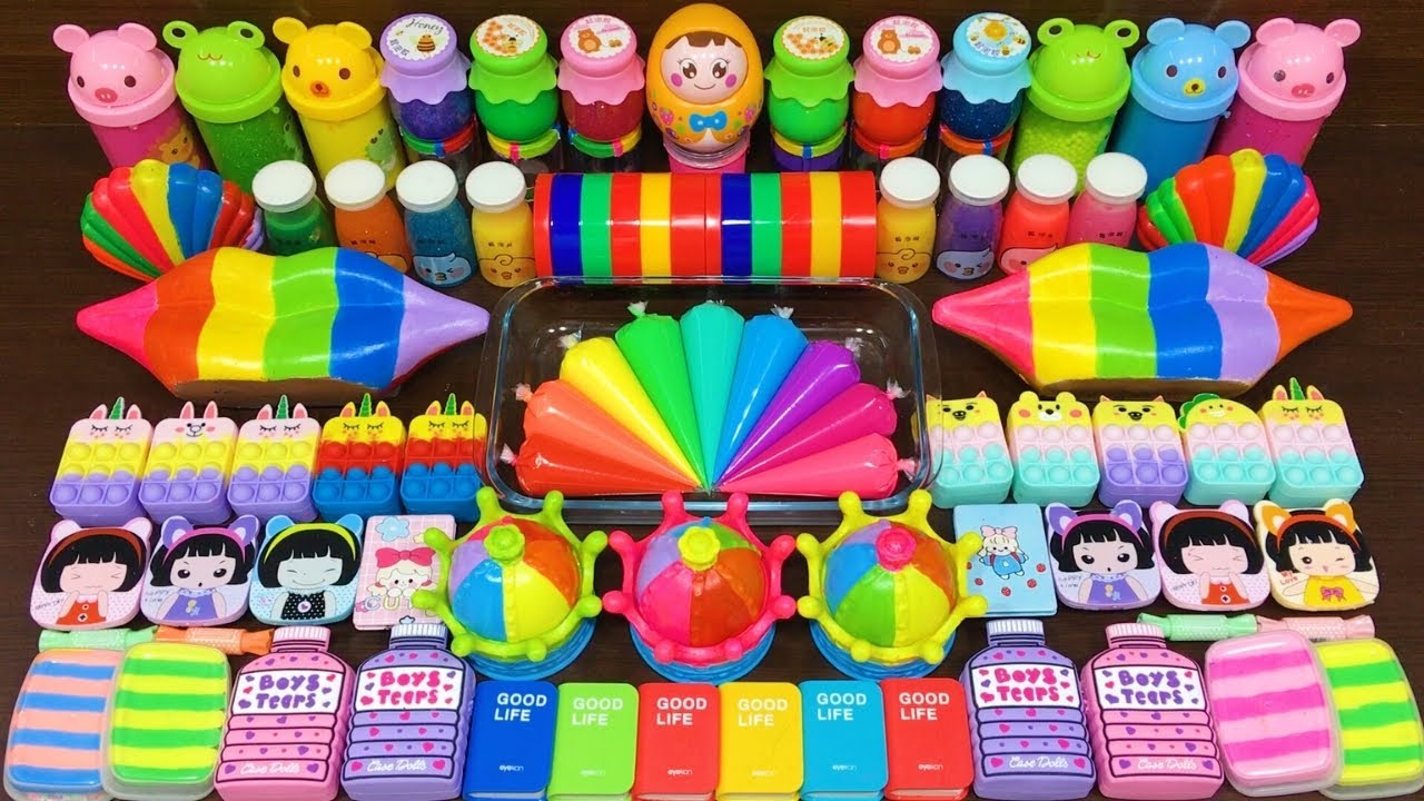 LIVE : Slime Mixing Random Things Into Glossy Slime For Relaxing ASMR  #1066