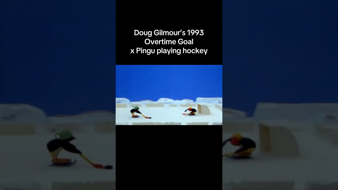 Pingu playing hockey fits well with Doug Gilmour’s Most Iconic Overtime Goal