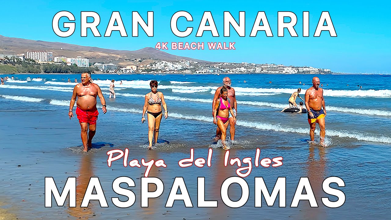 Gran Canaria ☀️Relaxing Walk in Maspalomas 🏖️ Playa del Inglés | Spain beach 4K