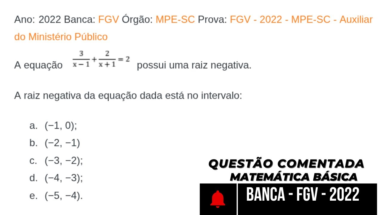 BANCA FGV Questão de Matemática Básica Resolvida Passo a Passo  Concursos 2022