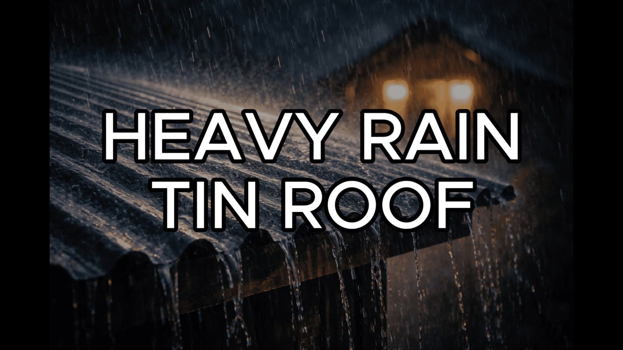 Heavy Rain on Tin/Metal Roof at Night | Sleep, Study & Meditation (10 Hours, Black Screen)