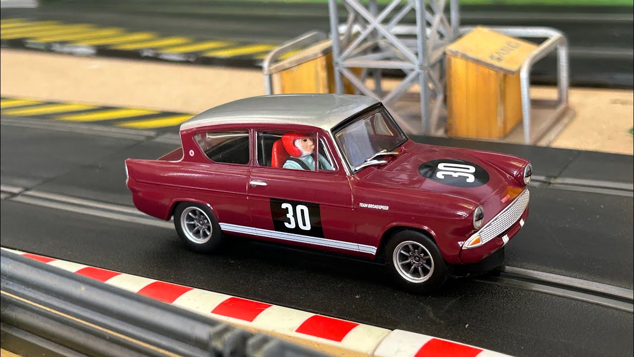 Review of the Scalextric Ford Anglia 105E Broadspeed #scalextric #slotcars