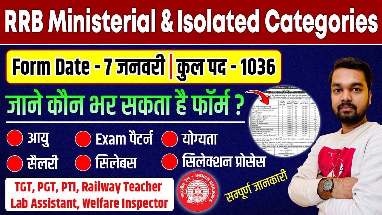 Railway Teacher New Recruitment 2025 Qualification || RRB Ministerial & Isolated Categories Bharti