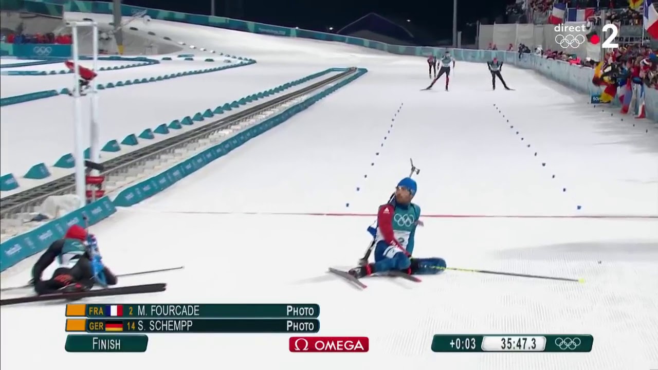 MARTIN FOURCADE - FINISH MASS-START - JO 2018 (Thierry Roland)