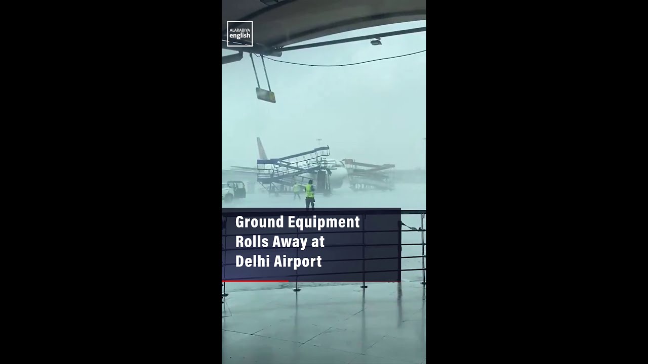 Ground Equipment Rolls Away at Delhi Airport