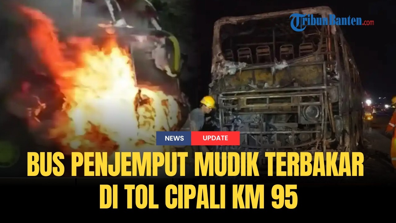 🔴Penampakan Bus Mudik Gratis Hangus di Tol Cipali KM 95, Api Diduga dari Mesin