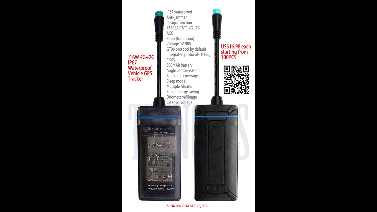 J16W IP67 Waterproof Vehicle GPS Tracker with Anti-jammer 4G Relay ACC THINGSYS