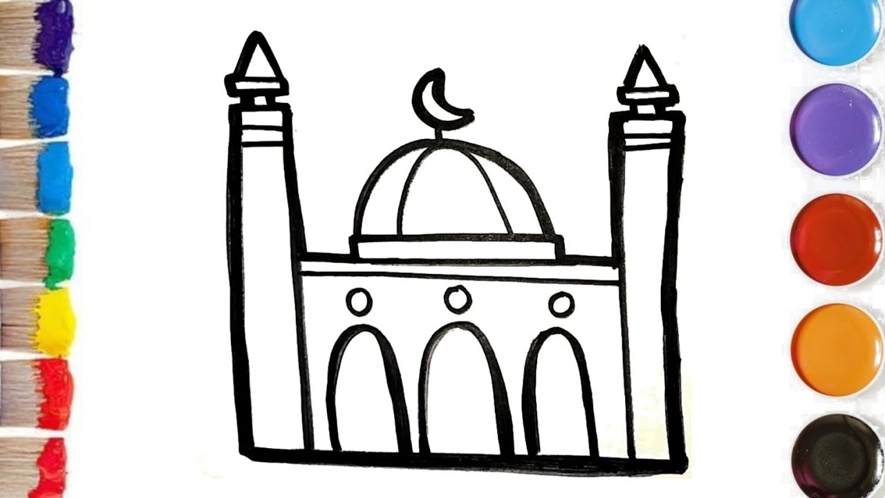 Mesquita 🕌 desenho pintura e colorir fácil para crianças
