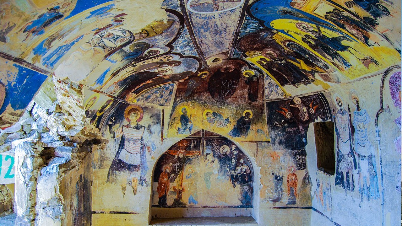 Fresco in David Gareja Monastery, Udabno Georgia & Azerbaijan border