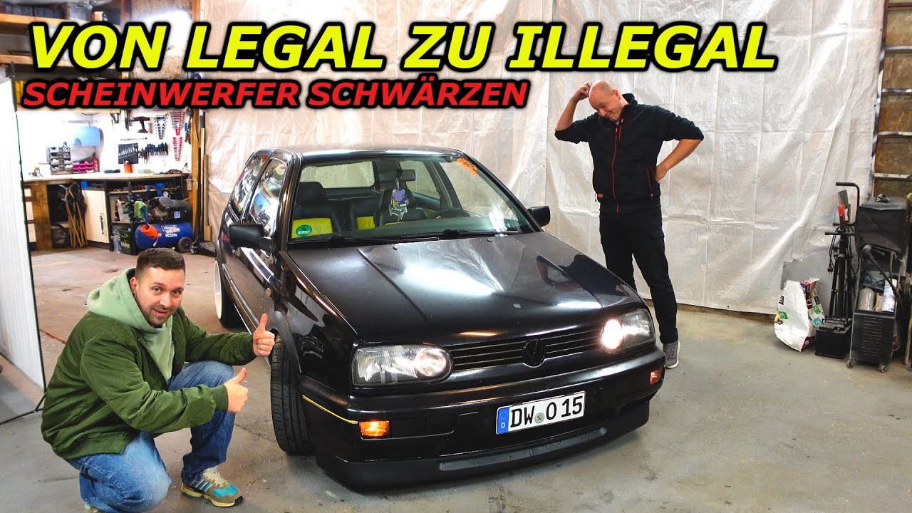 Scheinwerfer schwärzen am Golf 3, schwarz lackieren, ist das schon Illegal?