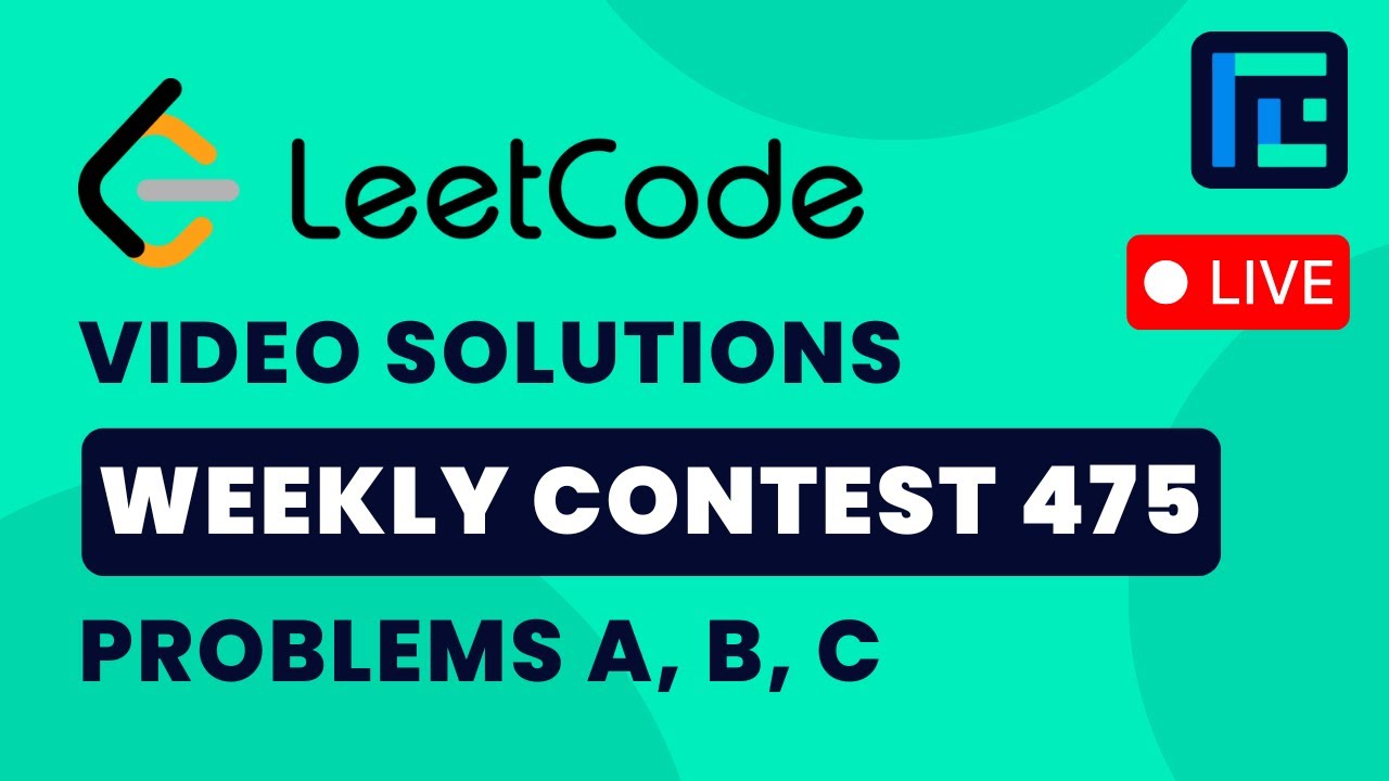 Leetcode Weekly Contest 475 | Video Solutions - A to C | by Vibhaas | TLE Eliminators