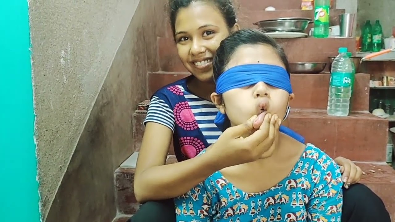 Blindfold cheek pulling lip pulling & ear pulling #pulling #funny @juthikasmakeover