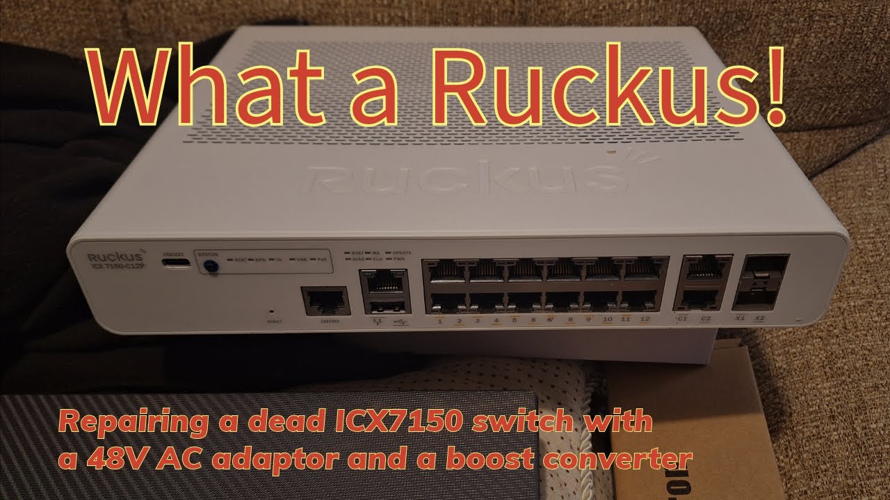 Ruckus ICX7150-C12P dead no power repair with external power supply. Brief LED flash at power up