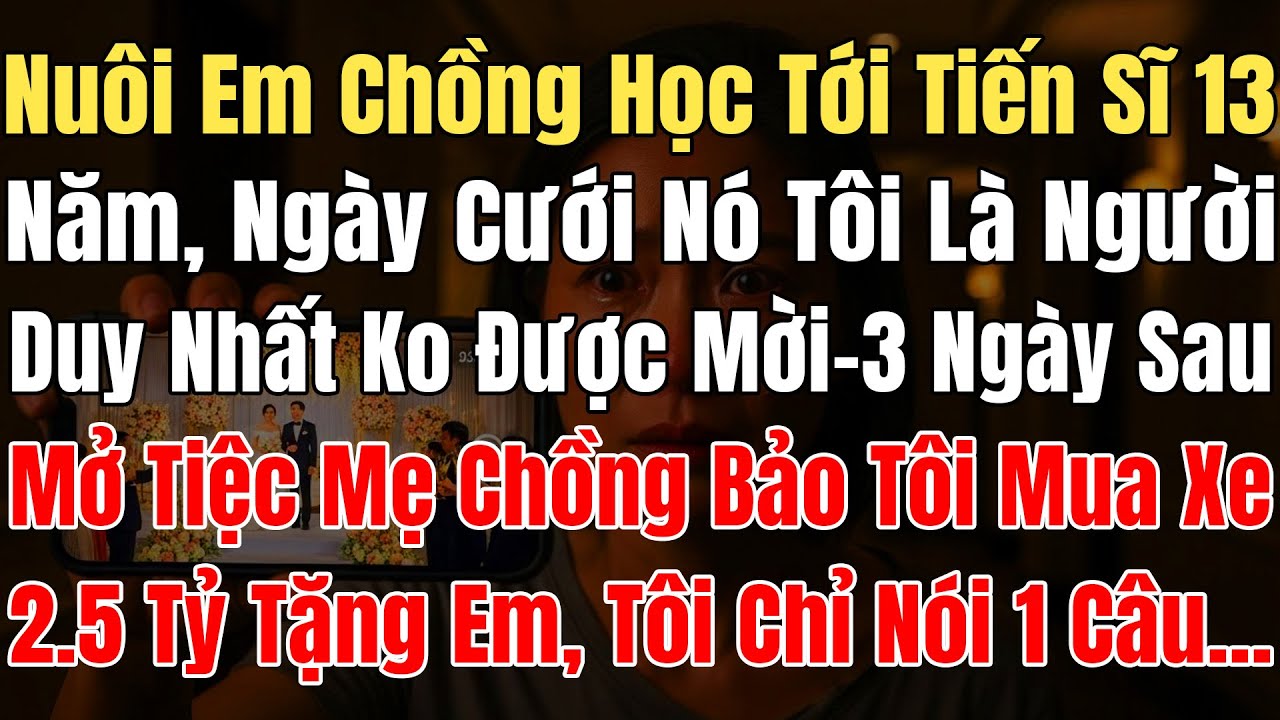 Nuôi Em Chồng Học Tới Tiến Sĩ 13N, Ngày Cưới Đã Ko Mời Tôi Mẹ Chồng Còn Gọi Bảo: “Mua Mercedes 2.5Tỷ