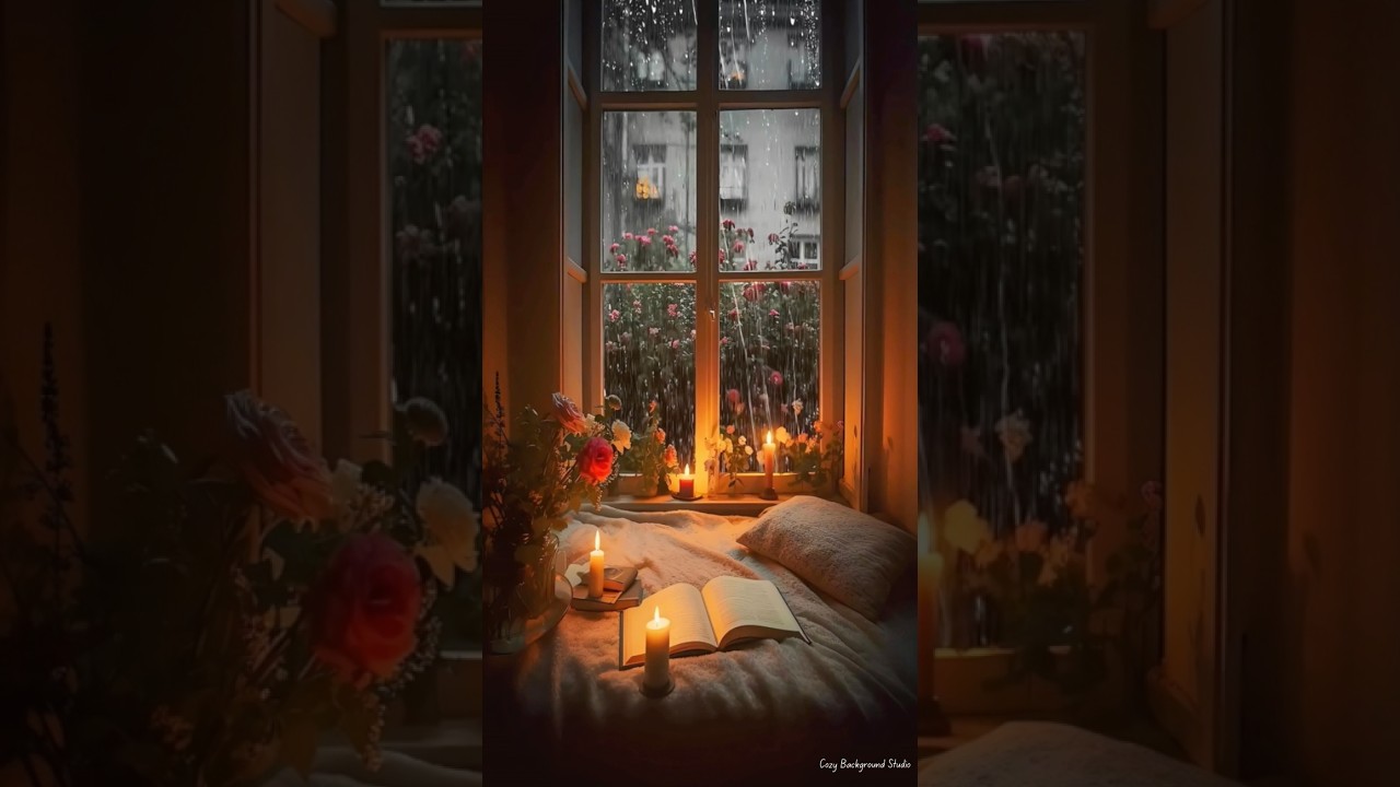 Rain Sounds for Sleep with Soft Thunder | Cozy Reading Nook (3 hours)