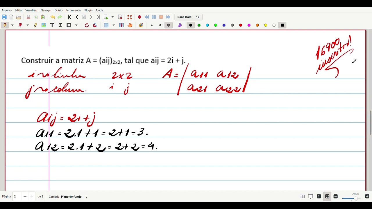 Construir a matriz A = (aij)2x2, tal que aij = 2i + j.