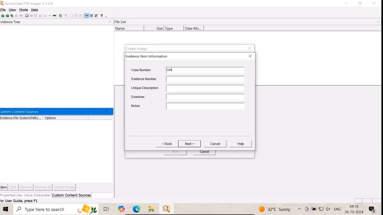 Creating Disk Image with FTK Imager