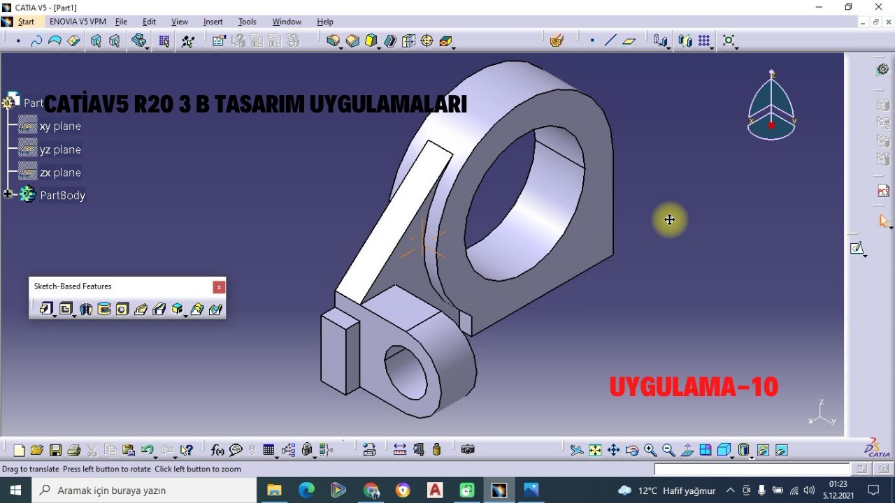 Catia v5 r20 Eğitim videoları Türkçe  Örnek Çizimler Uygulama-10