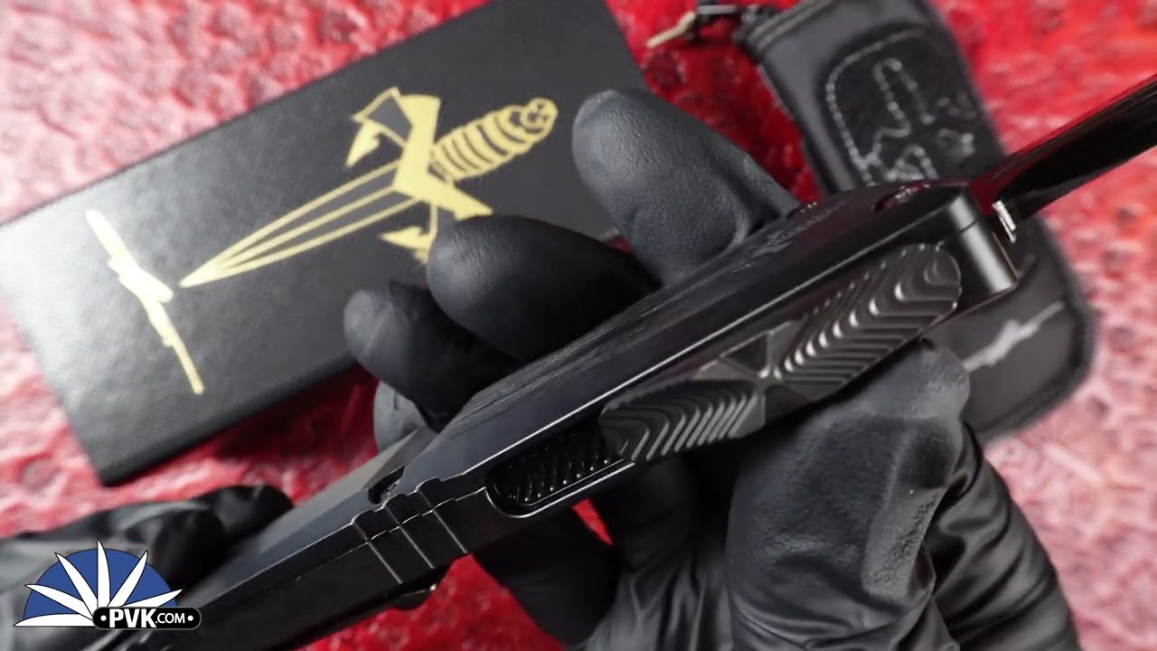 Marfione Custom Combat Troodon LT Gen 3 Double Edge Baker Forge San Mai Hot Blued Damascus Blade