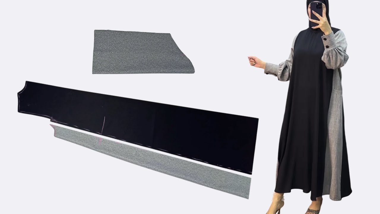 Sewing a two-color abaya with easy and elegant steps! The result is worth trying