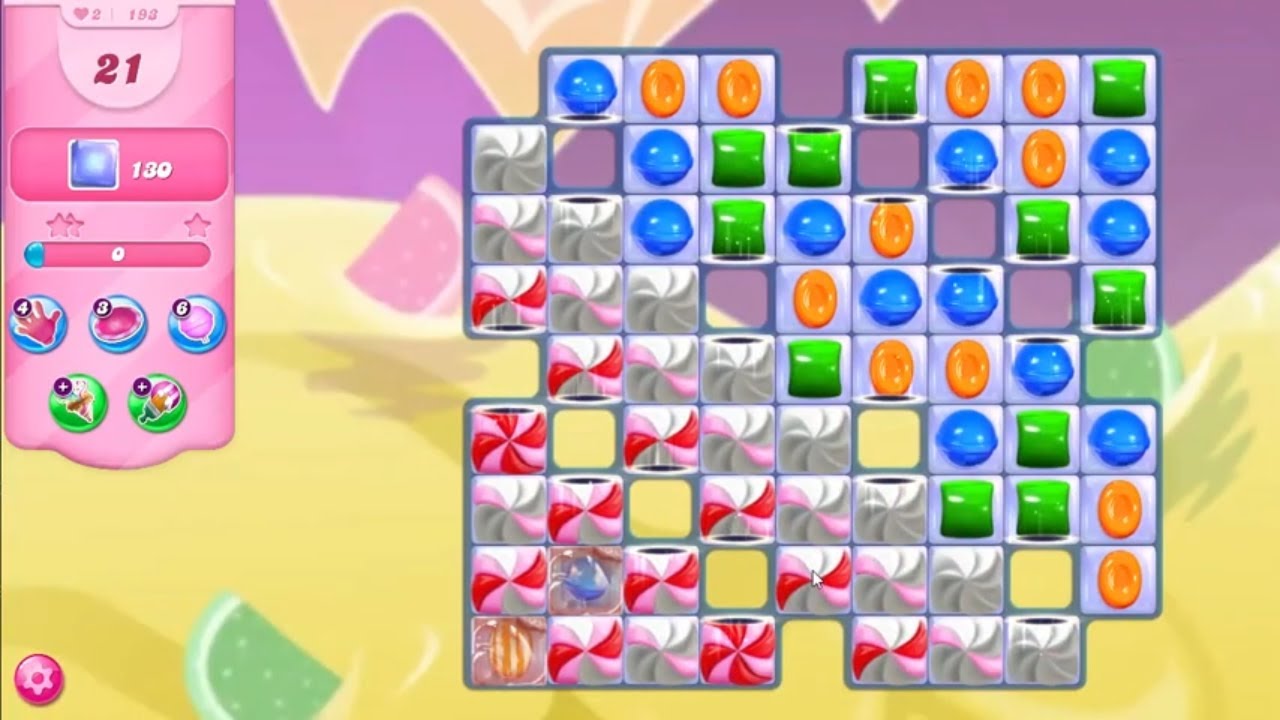 Candy Crush Saga LEVEL 193 NO BOOSTERS (new version) 21 MOVES