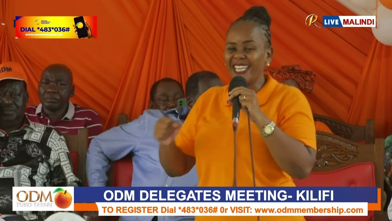 Kilifi DG Flora Chibule WOWS crowd with big words during ODM delegates meeting.