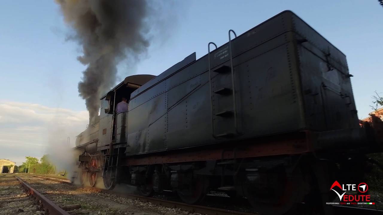 Aerial view of Steam Train (Treno Natura) in Val d'Orcia - Tuscany (drone)