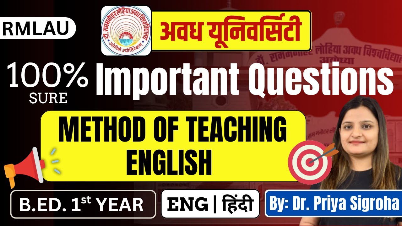 RMLAU Method of Teaching English Important Questions I Avadh University I B.ED. 1st Year