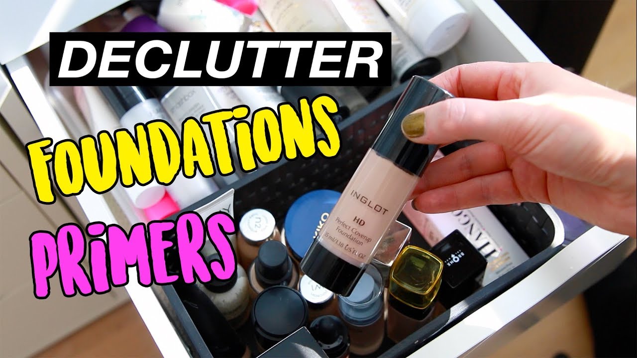 MAKEUP DECLUTTER!! Foundations, Primers & Face Sprays