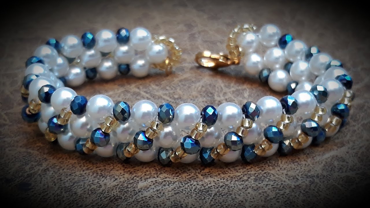 Preciosa Pulsera de Cristal y Perla...Clase #234!!!