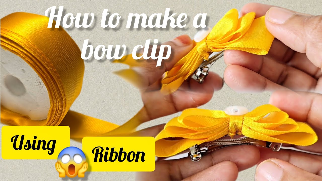 How to make ribbon bow clip ||easy hair clip making at home #Diy 