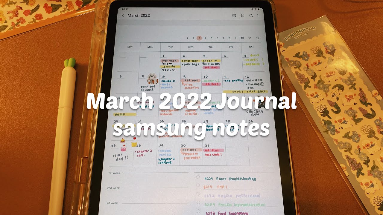 (ASMR) March Journal | Samsung Notes Plan With Me