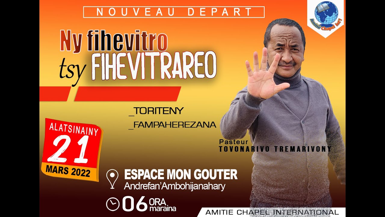Toriteny Pasteur Tovonarivo TREMARIVONY 21 Mars 2022
