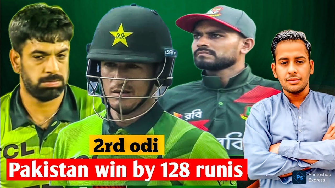 Pakistan Vs Bangladesh 2rd odi Pakistan win by 128 runis/salman ali agha mehidy hasan miraz runout 😡